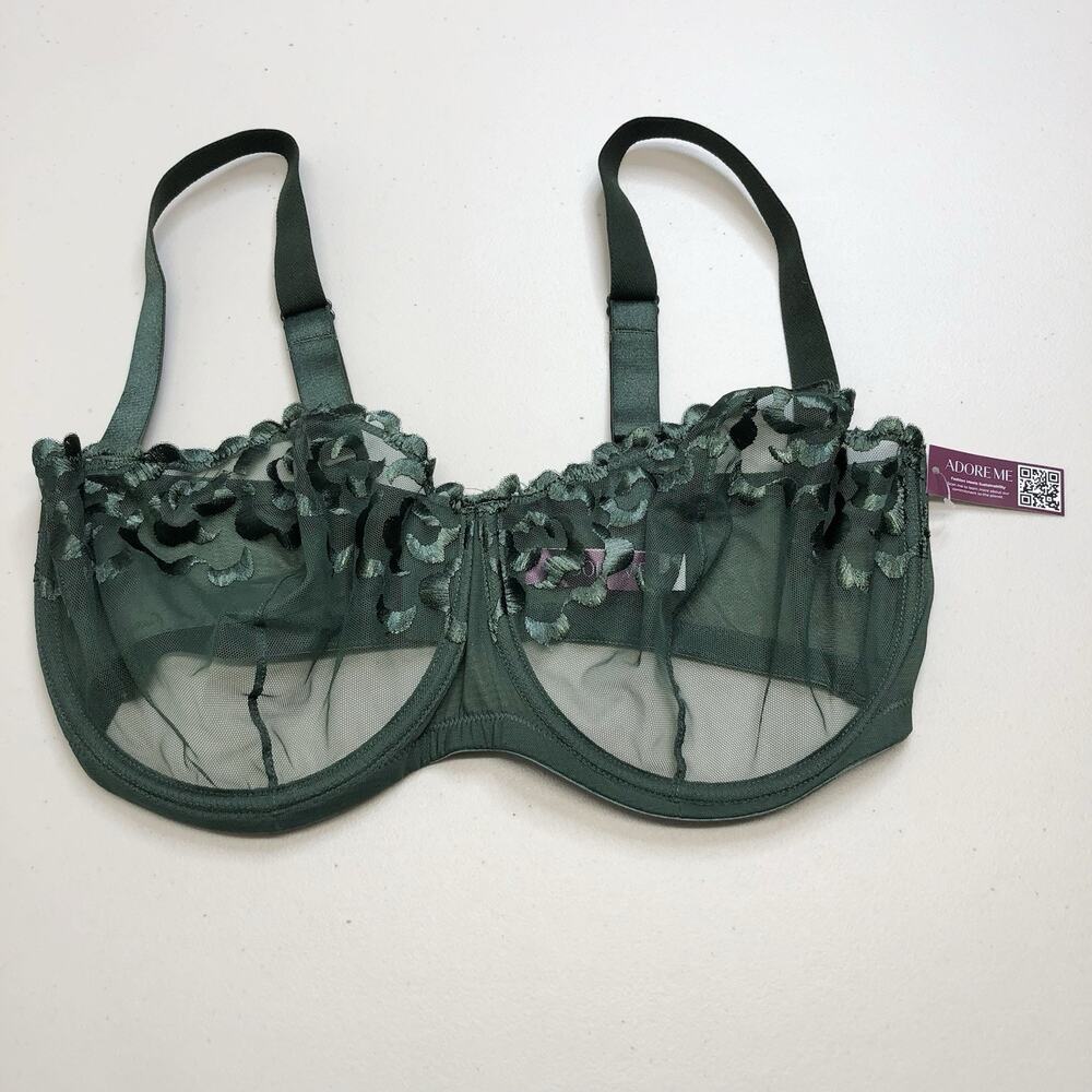 Adore Me Women's Tiana Unlined Underwire Balconette Green Bra 40G NEW